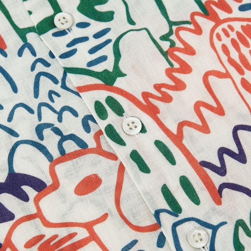 Bluemint PETER PRINTED CITY LINES Kids Short-Sleeved Printed Linen Shirt