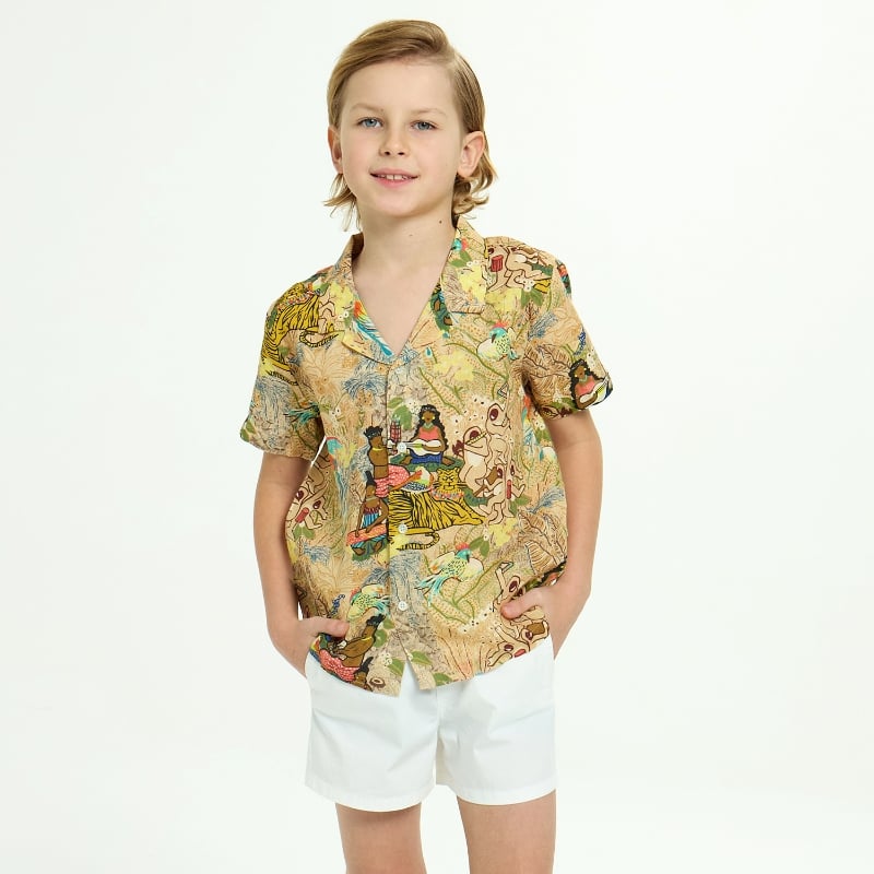 Bluemint PETER PRINTED HULUSAND Kids Short-Sleeved Printed Linen Shirt