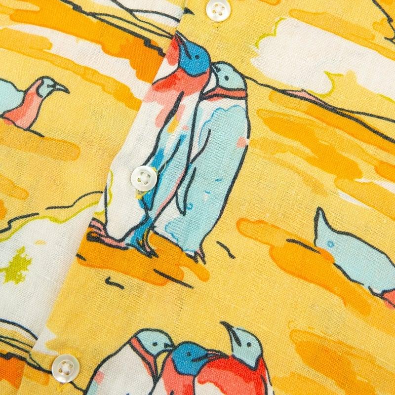 Bluemint PETER PRINTED SUNSET PENGUIN Kids Short-Sleeved Printed Linen Shirt