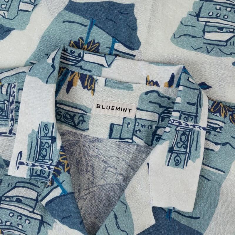 Bluemint PETER PRINTED WHITE ISLAND Kids Short-Sleeved Printed Linen Shirt