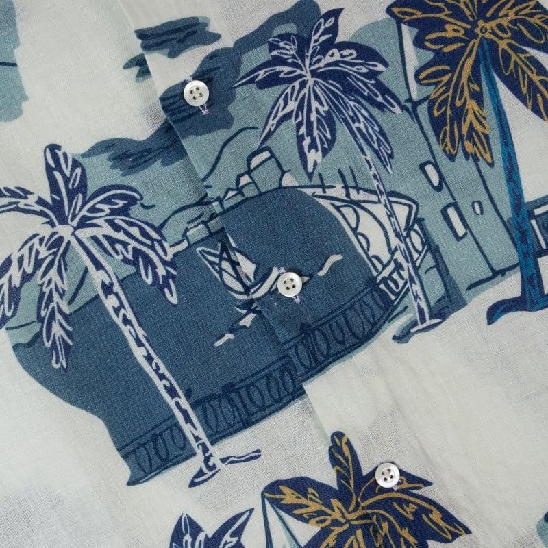 Bluemint PETER PRINTED WHITE ISLAND Kids Short-Sleeved Printed Linen Shirt