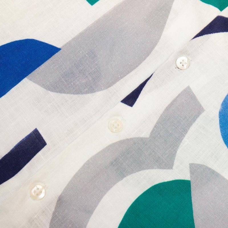 Bluemint PETER PRINTED WHITE MARKS Kids Short-Sleeved Printed Linen Shirt