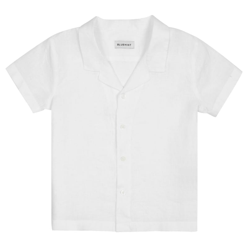 bluemint PETER WHITE Kids Short-Sleeved Camp-Collar Linen Shirt