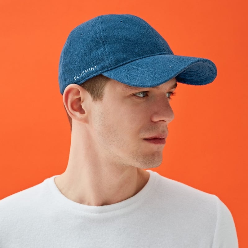Bluemint REX TERRY CORAL BLUE Towelling Logo Embroidered Baseball Cap