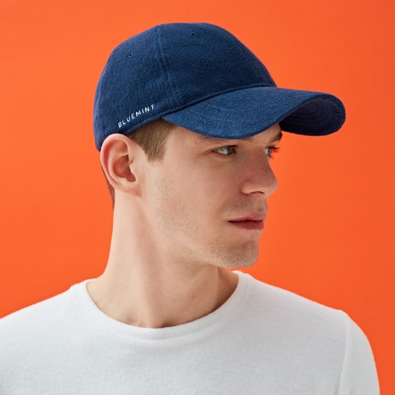 Bluemint REX TERRY INDIGO Towelling Logo Embroidered Baseball Cap