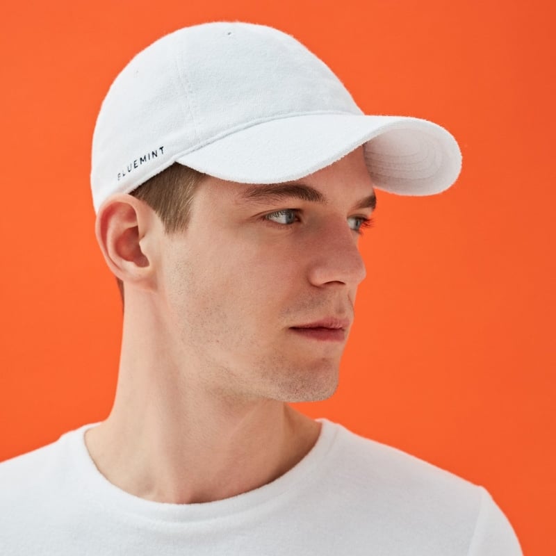 Bluemint REX TERRY WHITE Towelling Logo Embroidered Baseball Cap