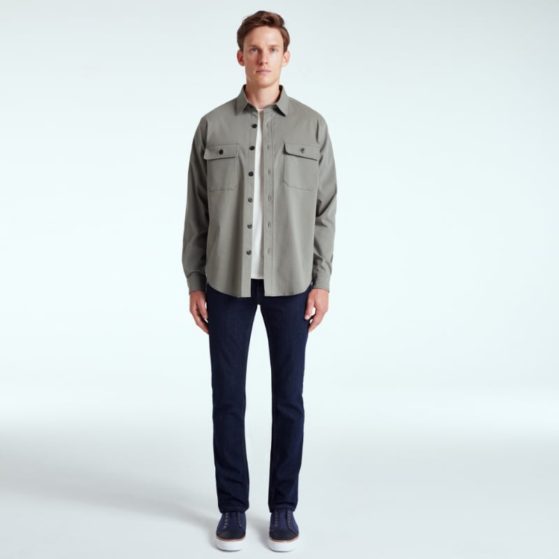 Bluemint RUBINO MOSS GREEN Stretch Cotton-Blend Shirt