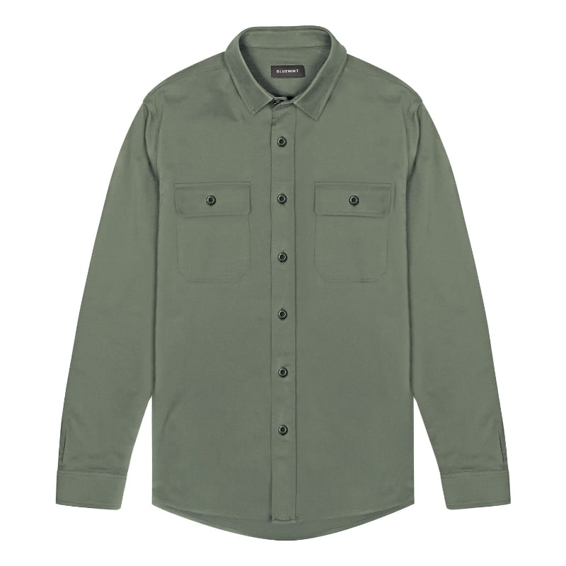 bluemint RUBINO MOSS GREEN Stretch Cotton-Blend Shirt