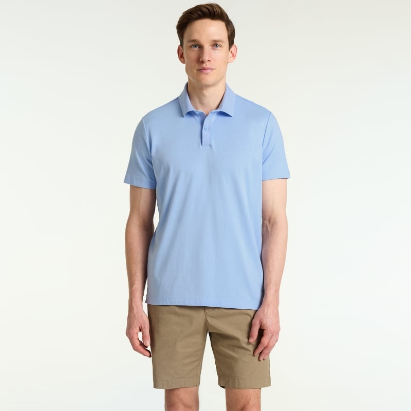 Bluemint SYDNEY SKY BLUE Lightweight Ribbed Polo Shirt