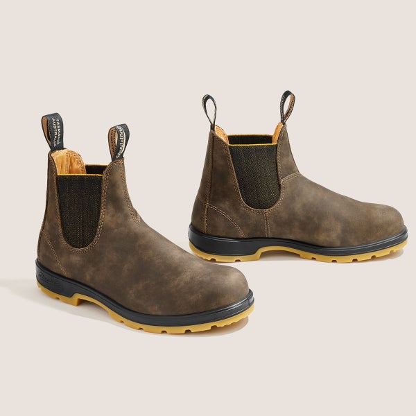 Blundstone Men's Classics Chelsea Boots - Rustic Brown / Mustard-Black