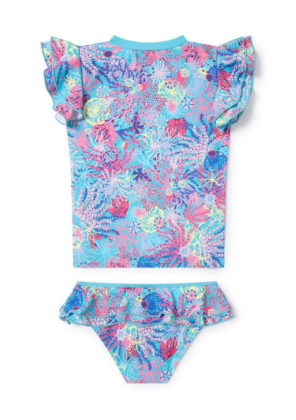 Boardies Coral Little Girls Rashie Set