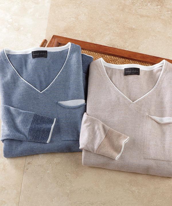 Bobby Jones 100% Pima Cotton V-Neck Pocket Pullover Sweater