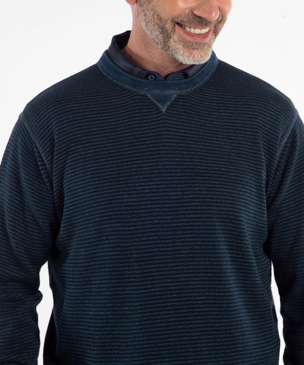 Bobby Jones Rule 18 Denim Stripe Crew Sweater