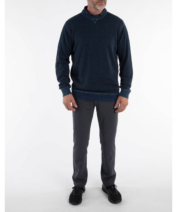 Bobby Jones Rule 18 Denim Stripe Crew Sweater