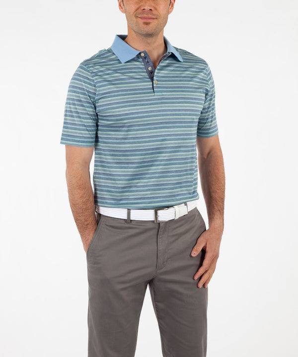 Bobby Jones Heritage Luxe 100% Italian Cotton Jersey Multi-Stripe Polo Shirt