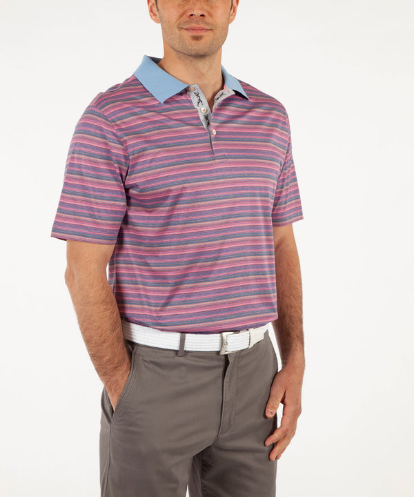 bobby jones Heritage Luxe 100% Italian Cotton Jersey Multi-Stripe Polo Shirt