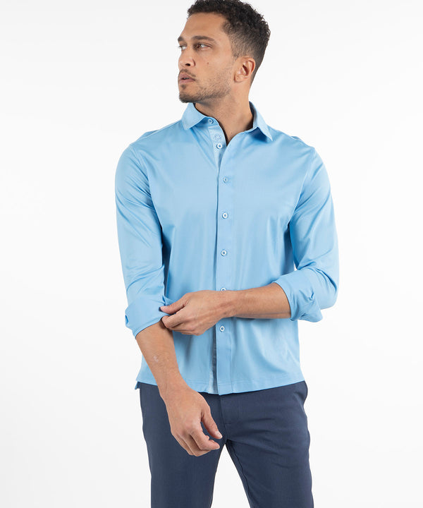 bobby jones Performance Cooling Heather Micro Pique Long-Sleeve Sport Shirt