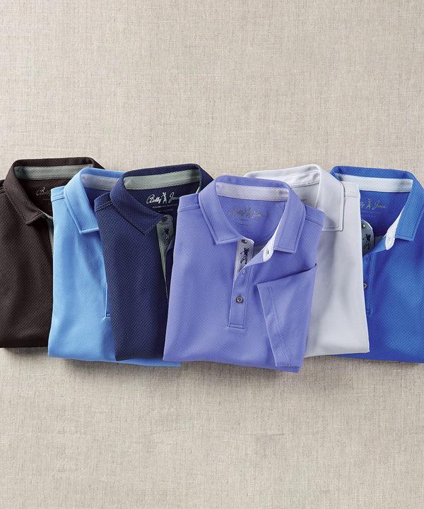 Bobby Jones Performance Double Knit Diamond Jacquard Short Sleeve Polo Shirt