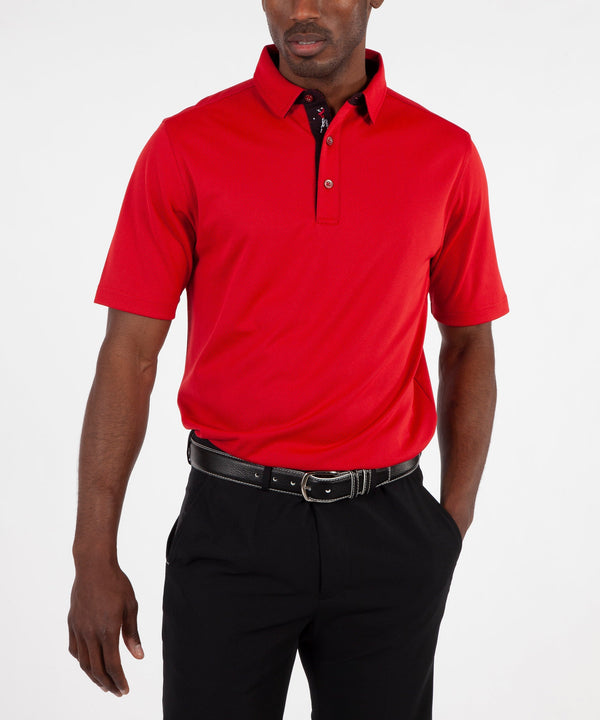 bobby jones Performance Double Knit Diamond Jacquard Short Sleeve Polo Shirt