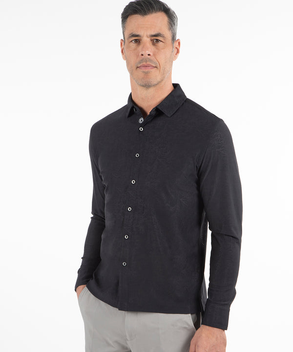 bobby jones Performance Magnolia Jacquard Long-Sleeve Button-Down Sport Shirt