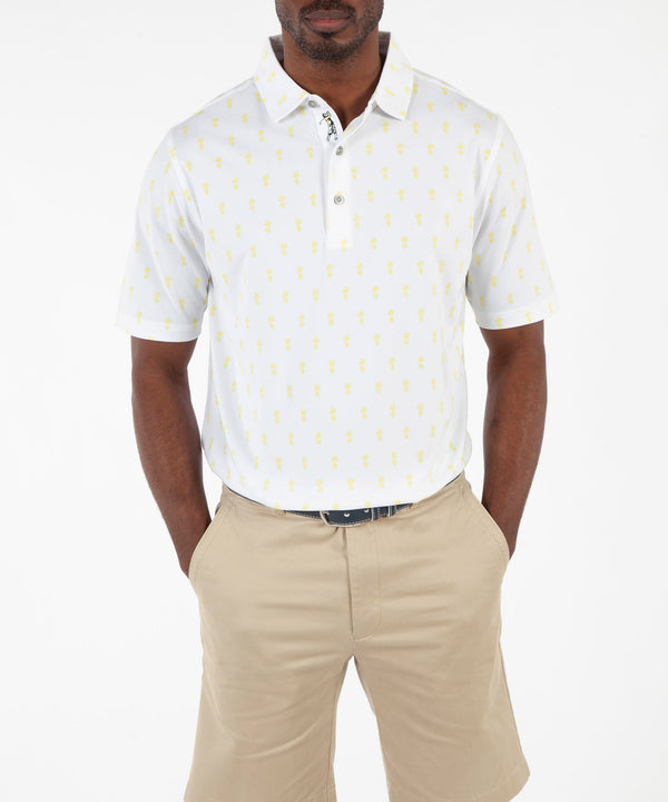 bobby jones Performance Pineapple Print Short Sleeve Polo Shirt