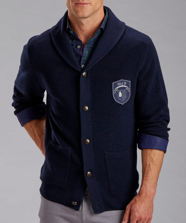 bobby jones Rule 18 Shawl Collar Crest Cardigan Sweater