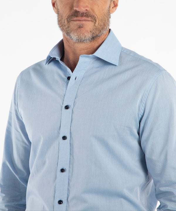 Bobby Jones Signature 100% Cotton Dobby Micro Dot Long Sleeve Sport Shirt
