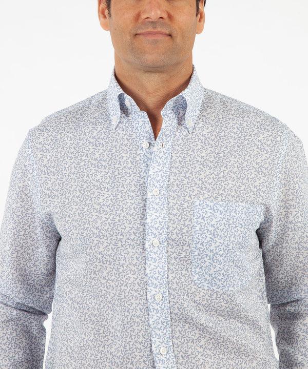 Bobby Jones Signature Cotton-Linen Floral Print Long Sleeve Sport Shirt