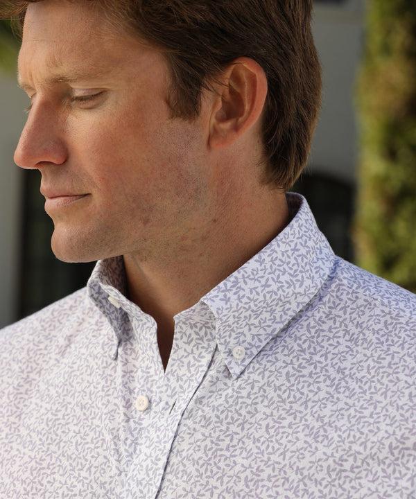 Bobby Jones Signature Cotton-Linen Floral Print Long Sleeve Sport Shirt