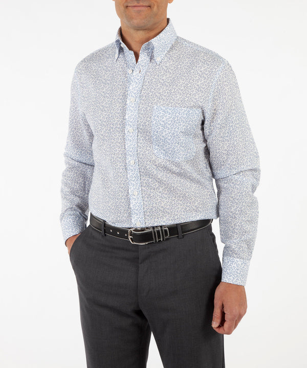bobby jones Signature Cotton-Linen Floral Print Long Sleeve Sport Shirt