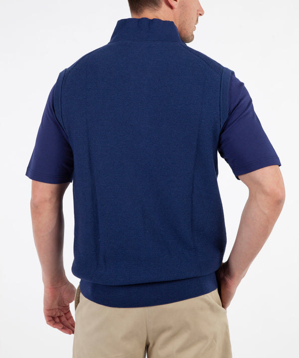 Bobby Jones Signature Merino Tuck-Stitch Quarter-Zip Lined Wind Sweater Vest
