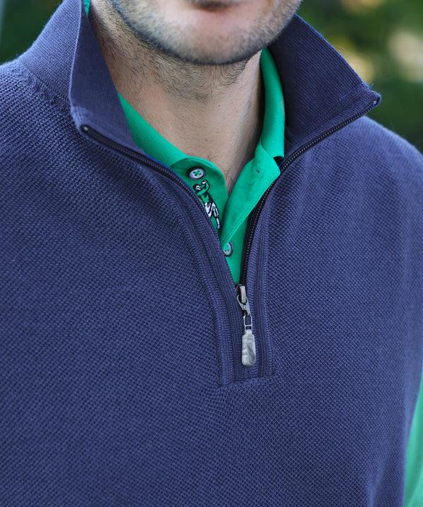 bobby jones Signature Merino Tuck-Stitch Quarter-Zip Lined Wind Sweater Vest