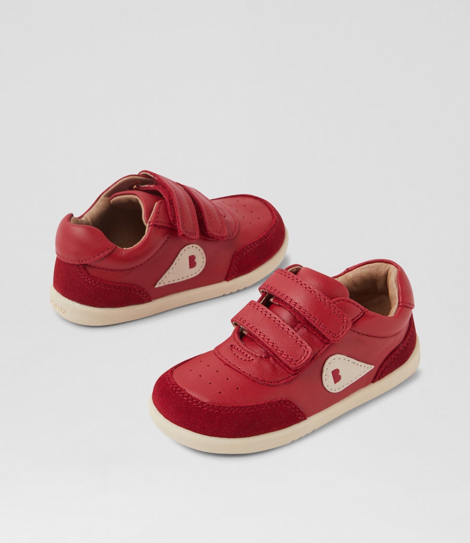 bobux Iw Champ Pompeian Red Leather Flat Shoes