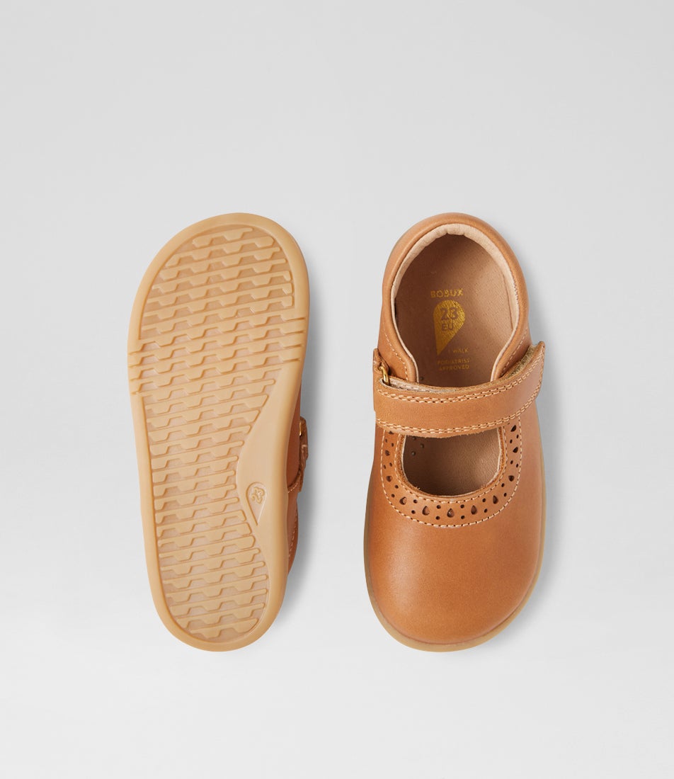 Bobux Iw Lola Toddler Caramel Leather Flat Shoes