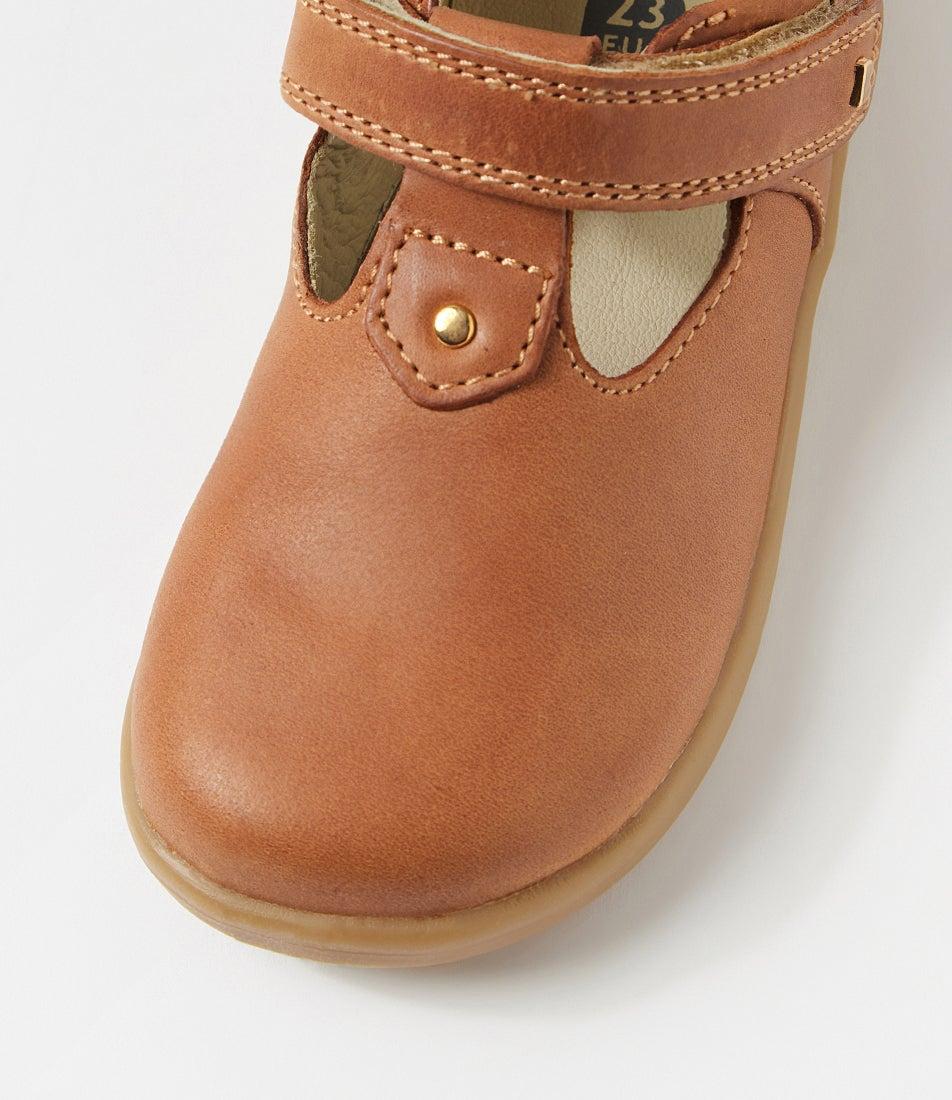 Bobux Iw Louise Toddler Caramel Leather Flat Shoes