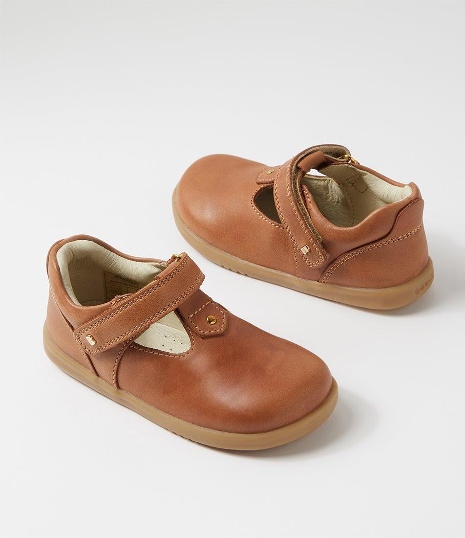 bobux Iw Louise Toddler Caramel Leather Flat Shoes