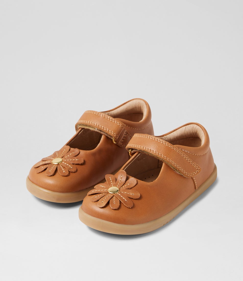 bobux Iw Pixie Toddler Caramel Leather Flat Shoes