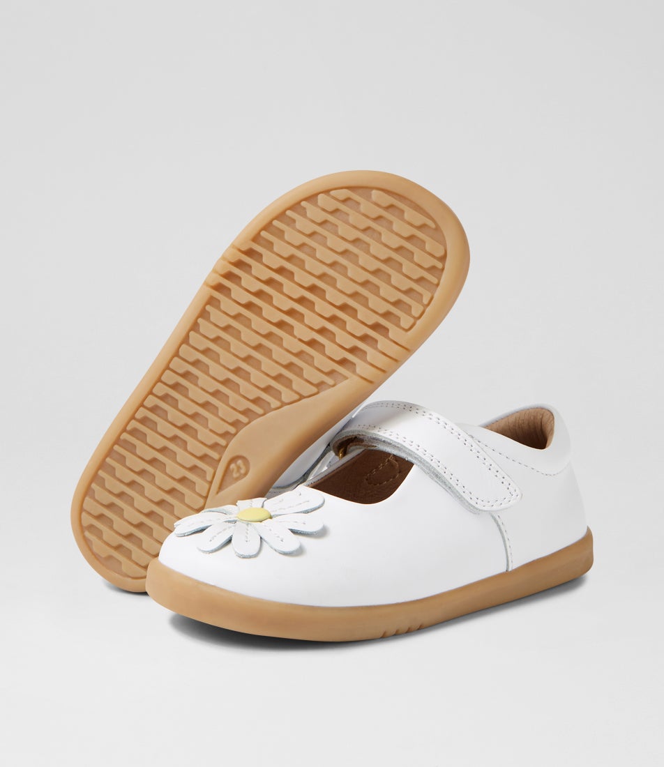 bobux Iw Pixie Toddler White Leather Flat Shoes