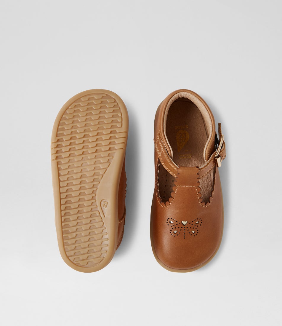 Bobux Iw Poppy Toddler Caramel Leather Flat Shoes
