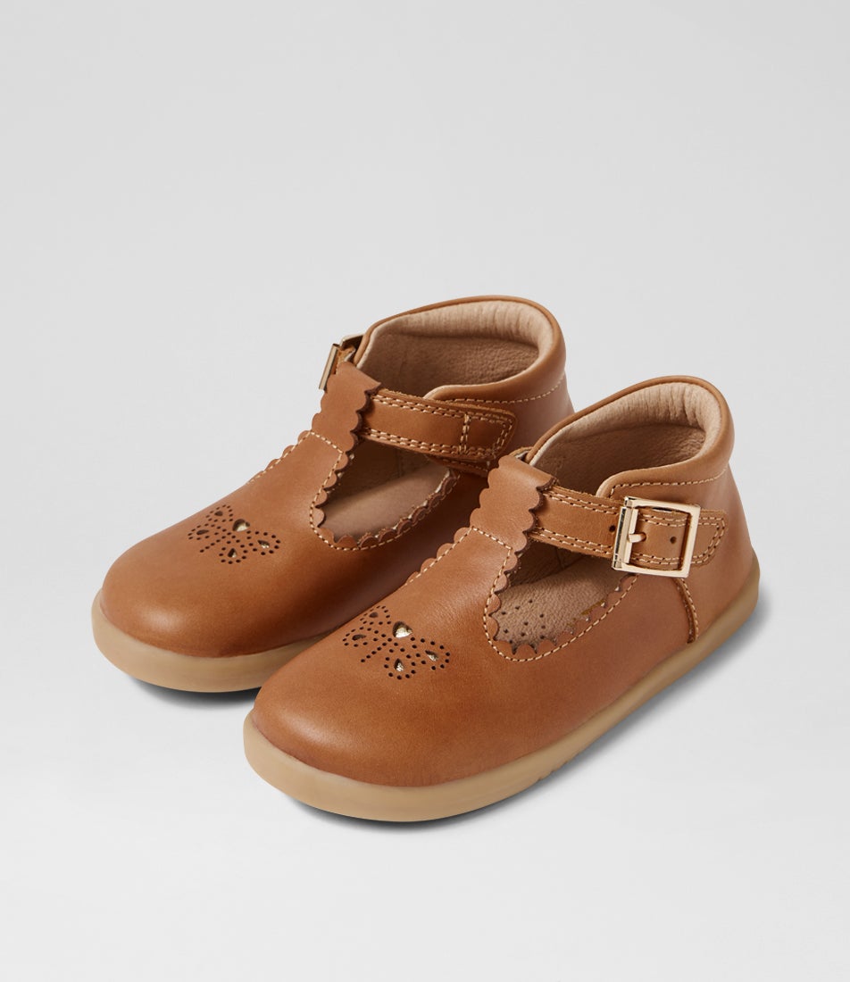 bobux Iw Poppy Toddler Caramel Leather Flat Shoes