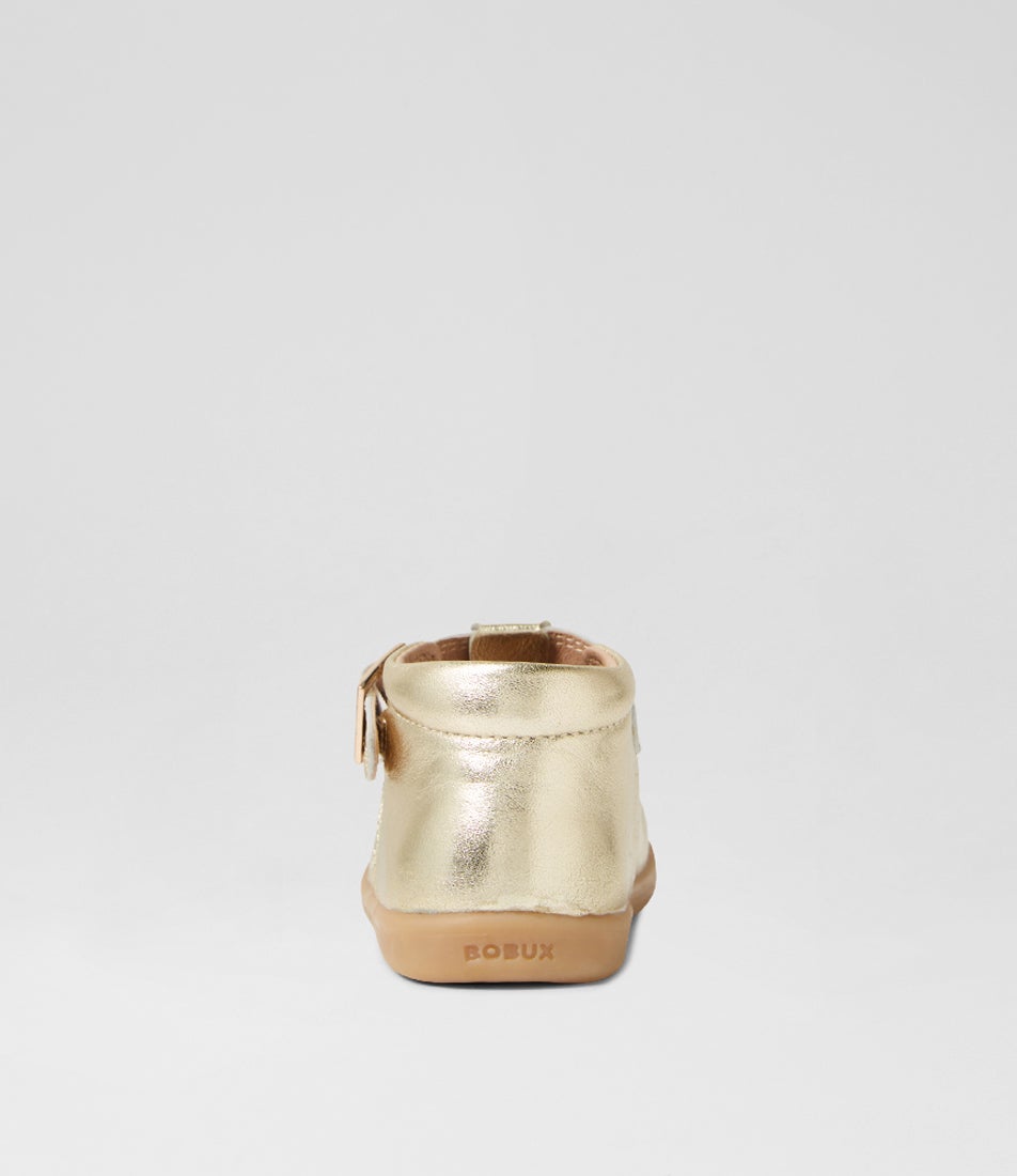 Bobux Iw Poppy Toddler Gold Leather Flat Shoes