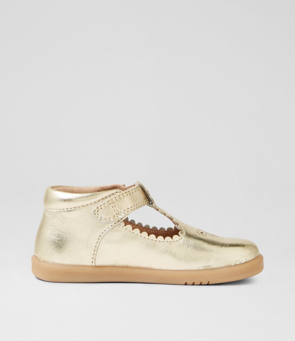 Bobux Iw Poppy Toddler Gold Leather Flat Shoes
