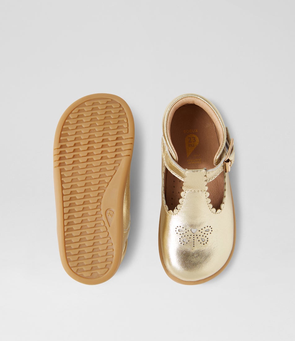 Bobux Iw Poppy Toddler Gold Leather Flat Shoes