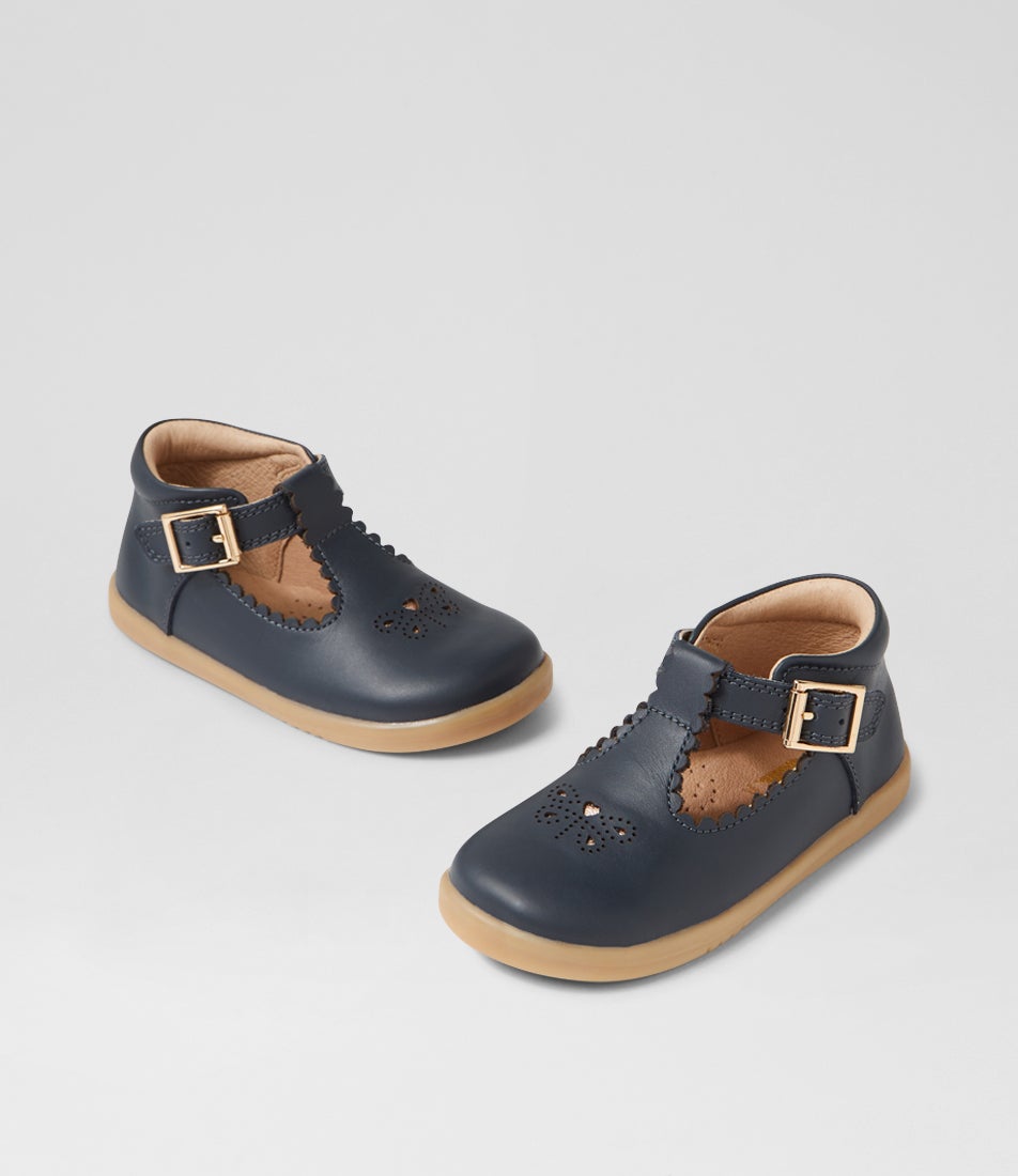 bobux Iw Poppy Toddler Navy Leather Flat Shoes