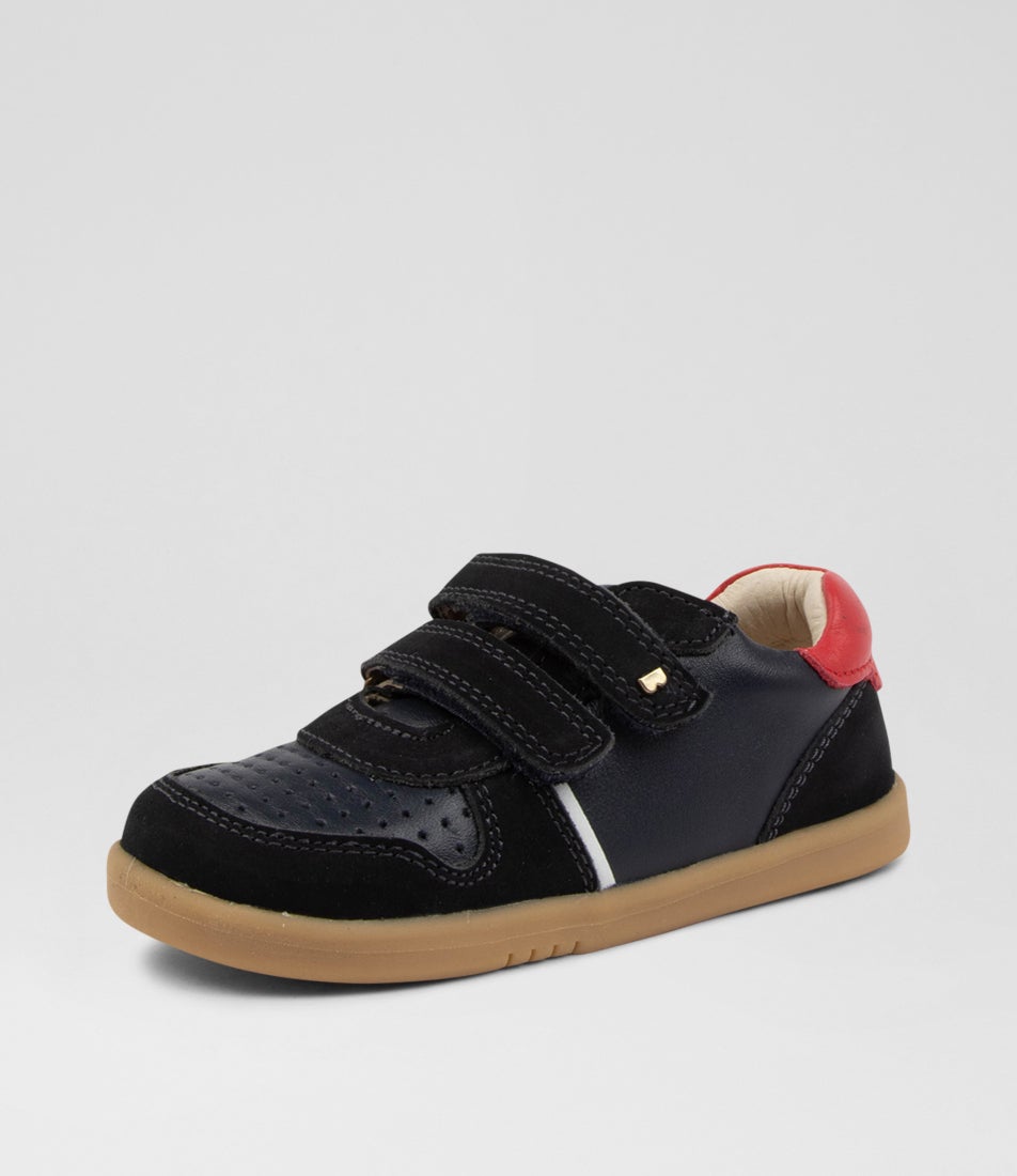 Bobux Iw Riley Toddler Navy Red Leather Sneakers