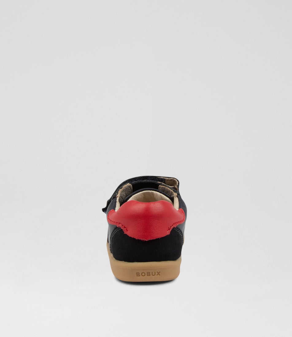 Bobux Iw Riley Toddler Navy Red Leather Sneakers