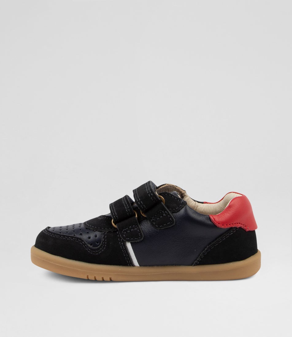 Bobux Iw Riley Toddler Navy Red Leather Sneakers
