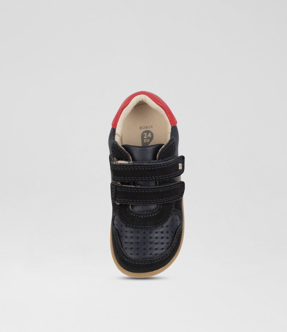 bobux Iw Riley Toddler Navy Red Leather Sneakers