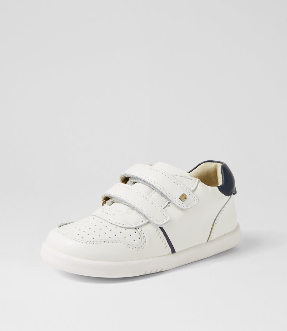 Bobux Iw Riley Toddler White Navy Leather Sneakers