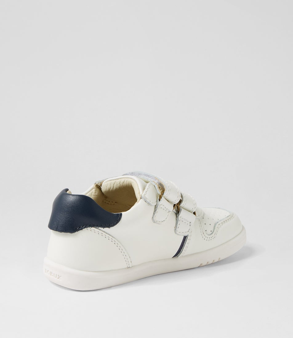 Bobux Iw Riley Toddler White Navy Leather Sneakers
